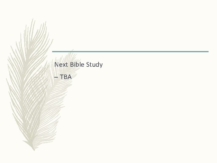 Next Bible Study – TBA 