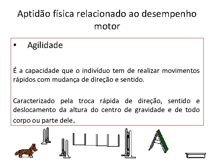 Aptidão física relacionado ao desempenho motor • Agilidade É a capacidade que o indivíduo