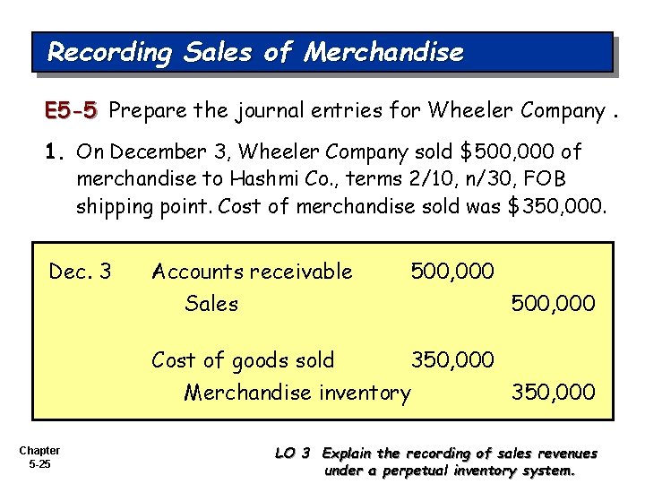 Recording Sales of Merchandise E 5 -5 Prepare the journal entries for Wheeler Company.