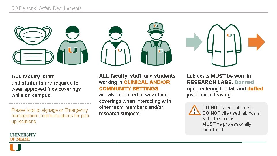 5. 0 Personal Safety Requirements ALL faculty, staff, and students are required to wear