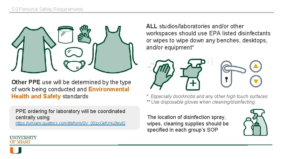 5. 0 Personal Safety Requirements ALL studios/laboratories and/or other workspaces should use EPA listed