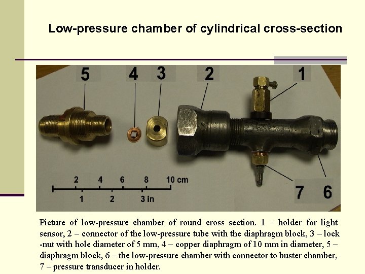 Low-pressure chamber of cylindrical cross-section Picture of low-pressure chamber of round cross section. 1