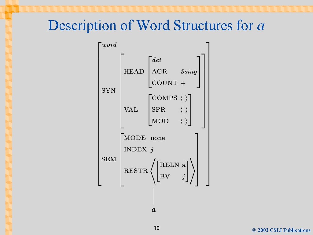 Description of Word Structures for a 10 Ó 2003 CSLI Publications 