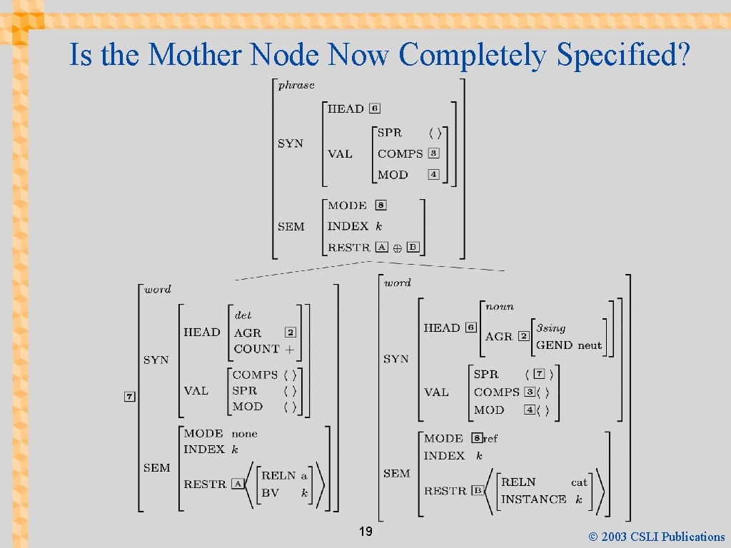 Is the Mother Node Now Completely Specified? 19 Ó 2003 CSLI Publications 