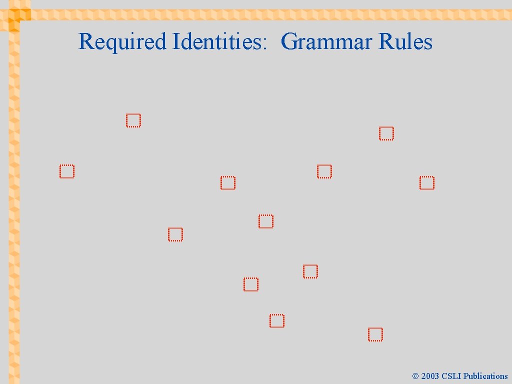 Required Identities: Grammar Rules Ó 2003 CSLI Publications 