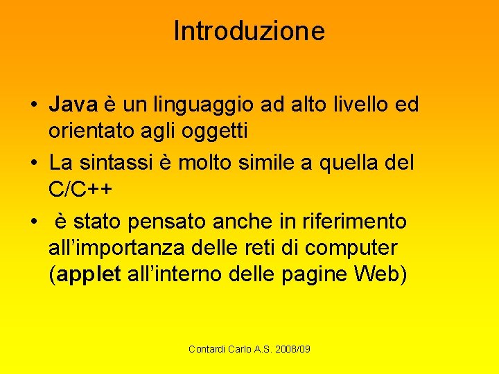 Java Contardi Carlo A S 200809 Introduzione Java