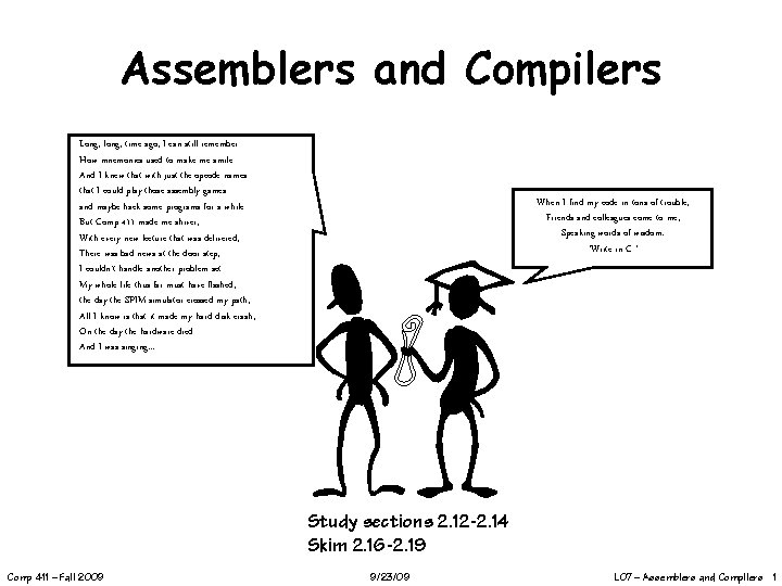 Assemblers and Compilers Long, long, time ago, I can still remember How mnemonics used