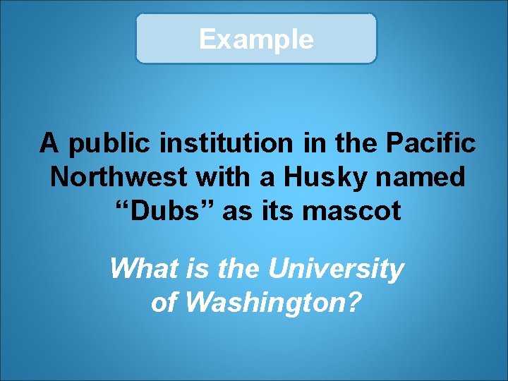Example A public institution in the Pacific Northwest with a Husky named “Dubs” as Example A public institution in the Pacific Northwest with a Husky named “Dubs” as