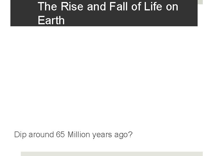 The Rise and Fall of Life on Earth Dip around 65 Million years ago?