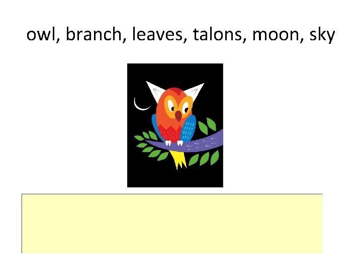 owl, branch, leaves, talons, moon, sky 