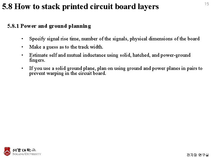 5. 8 How to stack printed circuit board layers 15 5. 8. 1 Power