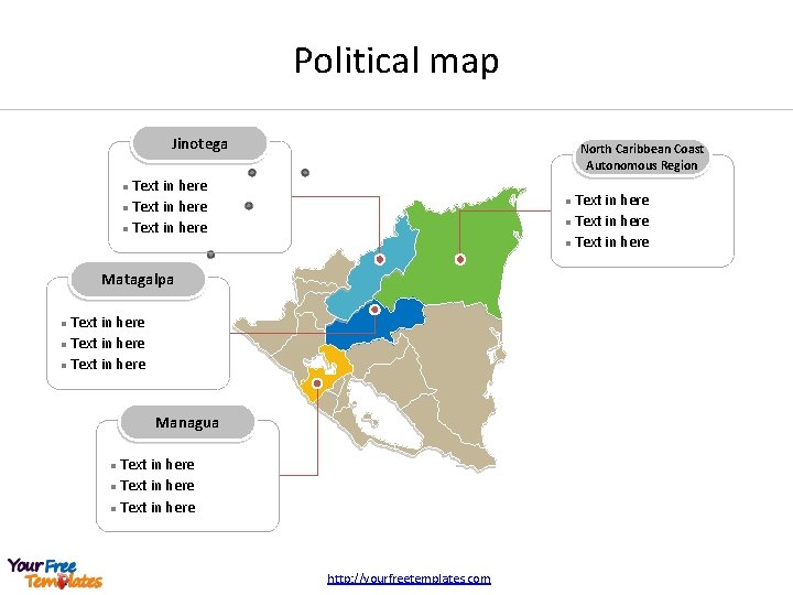 Political map Jinotega North Caribbean Coast Autonomous Region Text in here l Text in