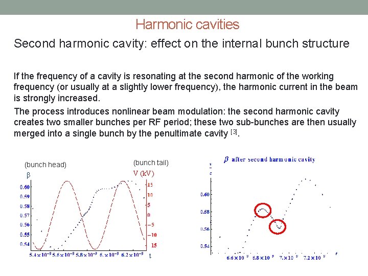 Harmonic cavities Second harmonic cavity: effect on the internal bunch structure If the frequency