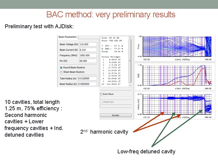 BAC method: very preliminary results Preliminary test with AJDisk: 10 cavities, total length 1.