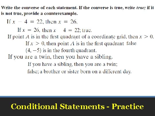 Conditional Statements - Practice 