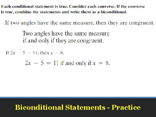 Biconditional Statements - Practice 