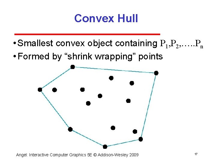 Convex Hull • Smallest convex object containing P 1, P 2, …. . Pn