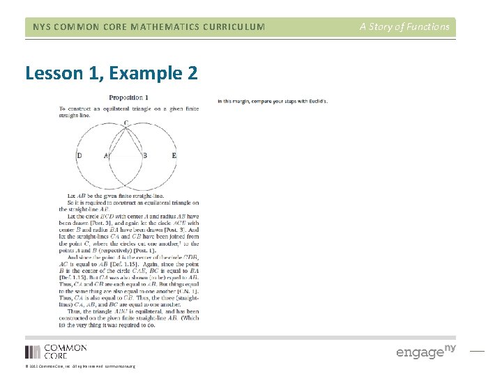 NYS COMMON CORE MATHEMATICS CURRICULUM Lesson 1, Example 2 © 2012 Common Core, Inc. NYS COMMON CORE MATHEMATICS CURRICULUM Lesson 1, Example 2 © 2012 Common Core, Inc.