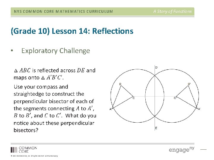 NYS COMMON CORE MATHEMATICS CURRICULUM (Grade 10) Lesson 14: Reflections • Exploratory Challenge © NYS COMMON CORE MATHEMATICS CURRICULUM (Grade 10) Lesson 14: Reflections • Exploratory Challenge ©