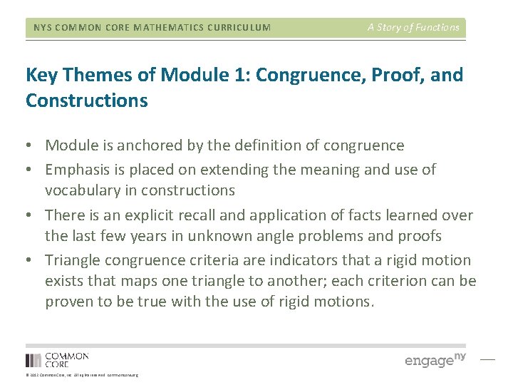 NYS COMMON CORE MATHEMATICS CURRICULUM A Story of Functions Key Themes of Module 1: NYS COMMON CORE MATHEMATICS CURRICULUM A Story of Functions Key Themes of Module 1: