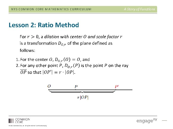 NYS COMMON CORE MATHEMATICS CURRICULUM Lesson 2: Ratio Method © 2012 Common Core, Inc. NYS COMMON CORE MATHEMATICS CURRICULUM Lesson 2: Ratio Method © 2012 Common Core, Inc.