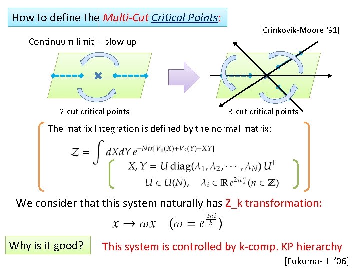 How to define the Multi-Cut Critical Points: Continuum limit = blow up 2 -cut