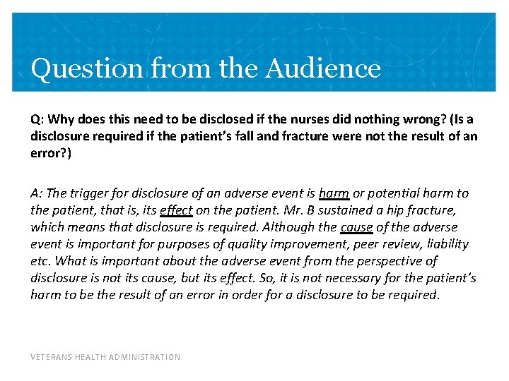 Clinical and Institutional Disclosure of Adverse Events to