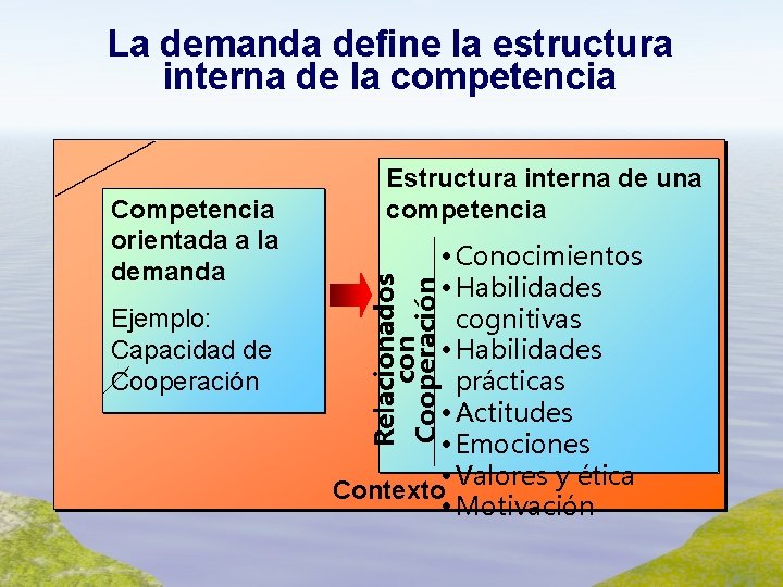La demanda define la estructura interna de la competencia Ejemplo: Capacidad de Cooperación •