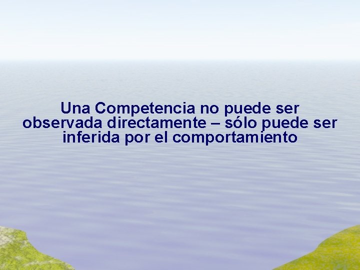 Una Competencia no puede ser observada directamente – sólo puede ser inferida por el