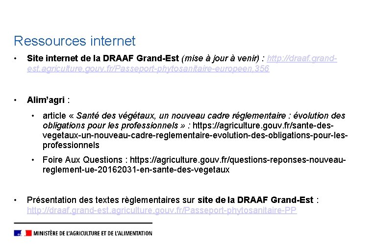 Ressources internet • Site internet de la DRAAF Grand-Est (mise à jour à venir)