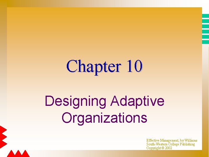 Chapter 10 Designing Adaptive Organizations Effective Management, by Williams South-Western College Publishing Copyright ©