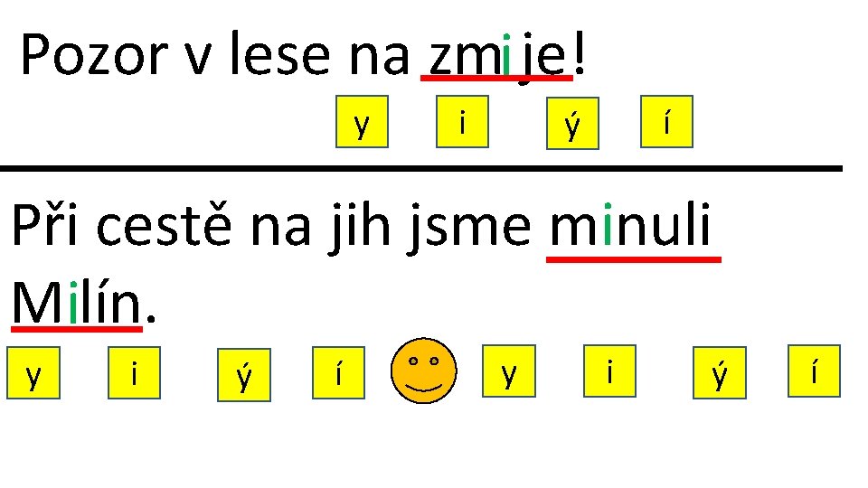 Pozor v lese na zmi je! y i í ý Při cestě na jih