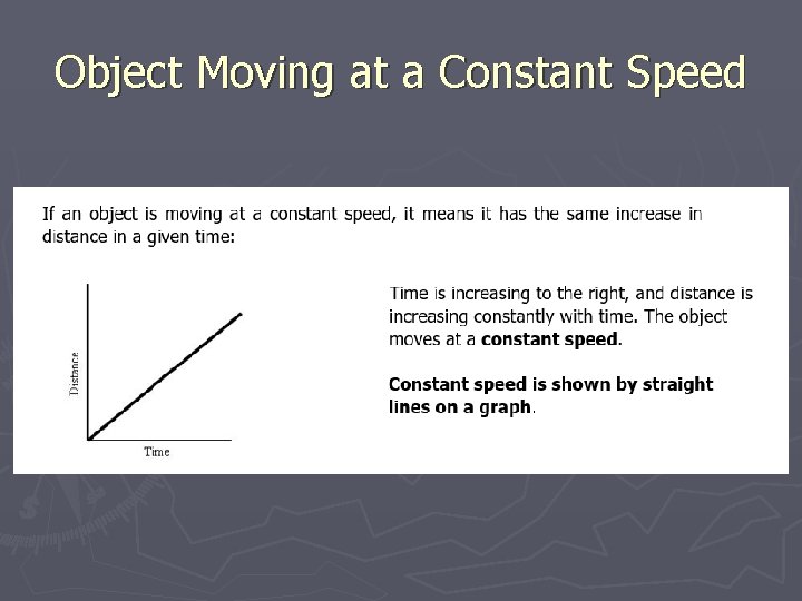 Object Moving at a Constant Speed 