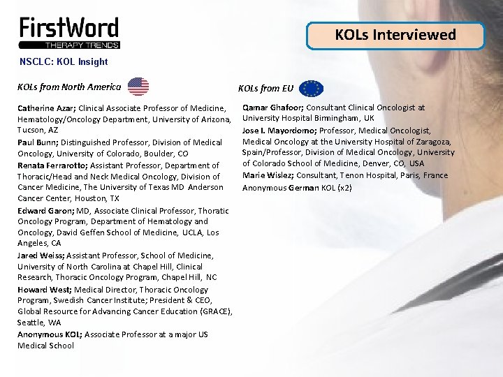 KOLs Interviewed NSCLC: KOL Insight KOLs from North America Catherine Azar; Clinical Associate Professor