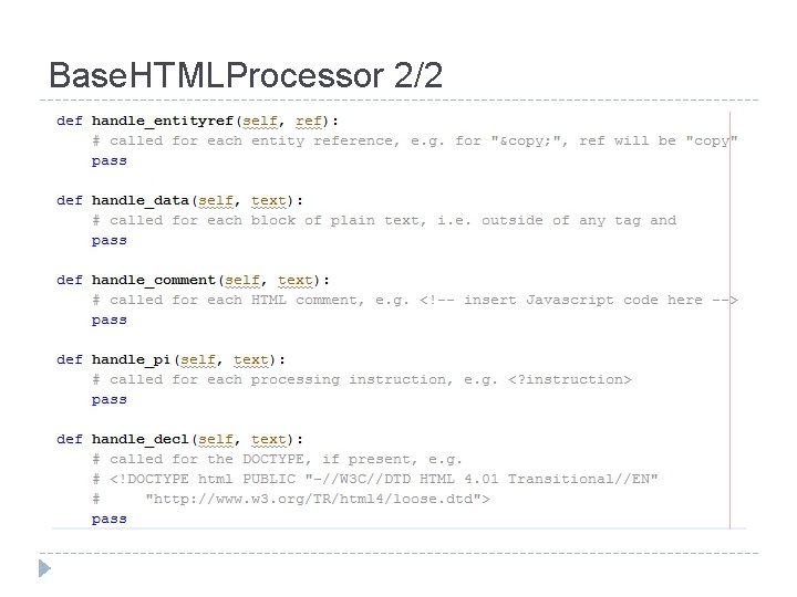 Base. HTMLProcessor 2/2 