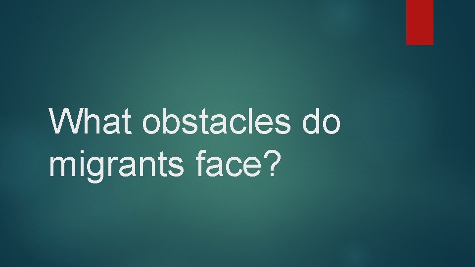 What obstacles do migrants face? 