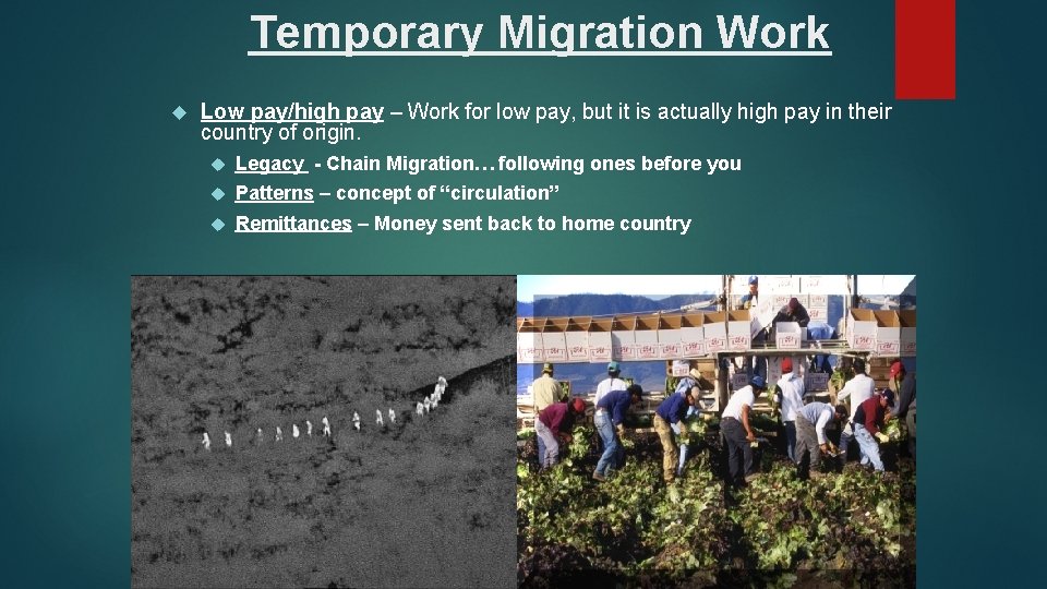 Temporary Migration Work Low pay/high pay – Work for low pay, but it is