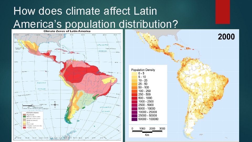 How does climate affect Latin America’s population distribution? 