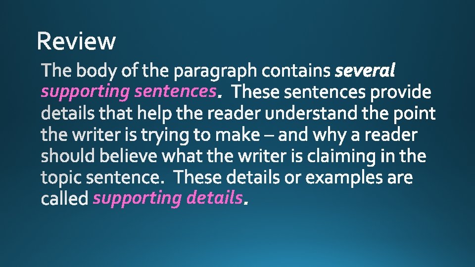 supporting sentences supporting details 