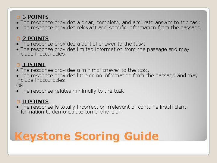 3 POINTS • The response provides a clear, complete, and accurate answer to the