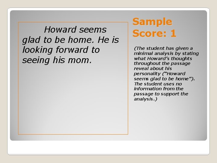 Howard seems glad to be home. He is looking forward to seeing his mom.