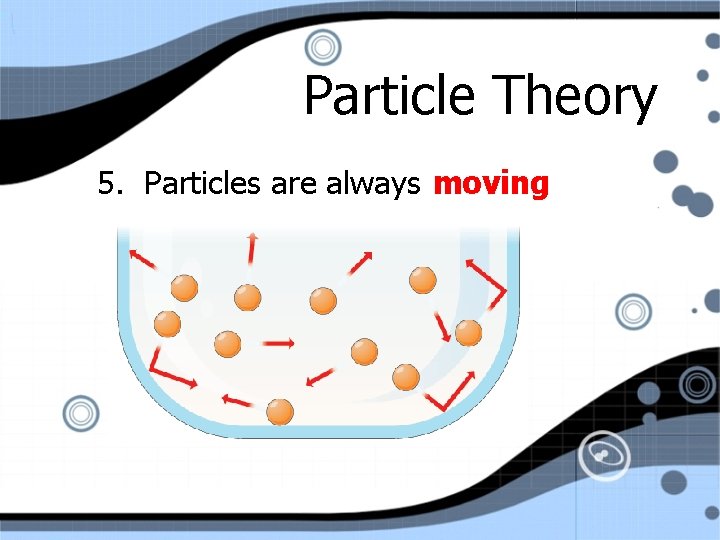 Particle Theory 5. Particles are always moving 