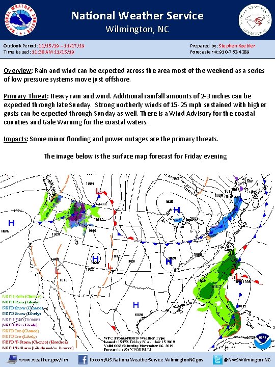 National Weather Service Wilmington NC Outlook Period 111519