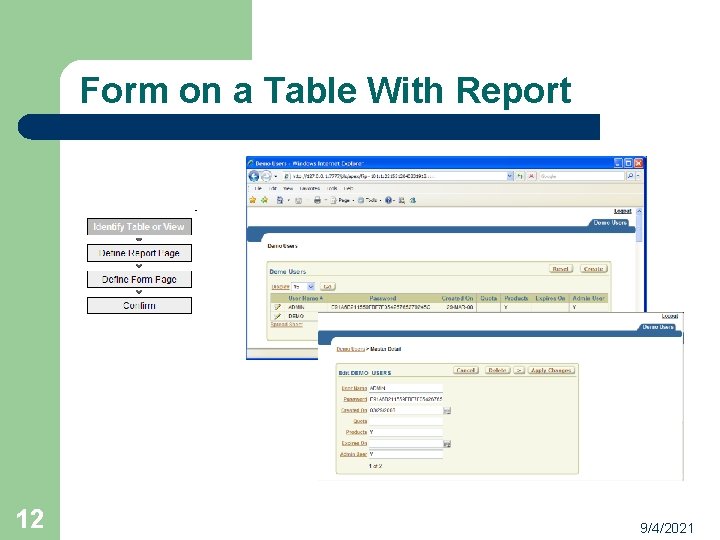 Form on a Table With Report 12 9/4/2021 