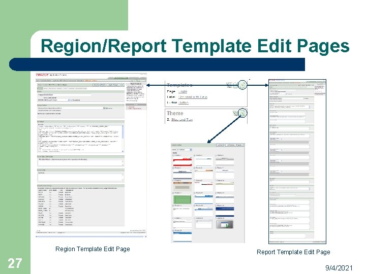 Region/Report Template Edit Pages Region Template Edit Page 27 Report Template Edit Page 9/4/2021