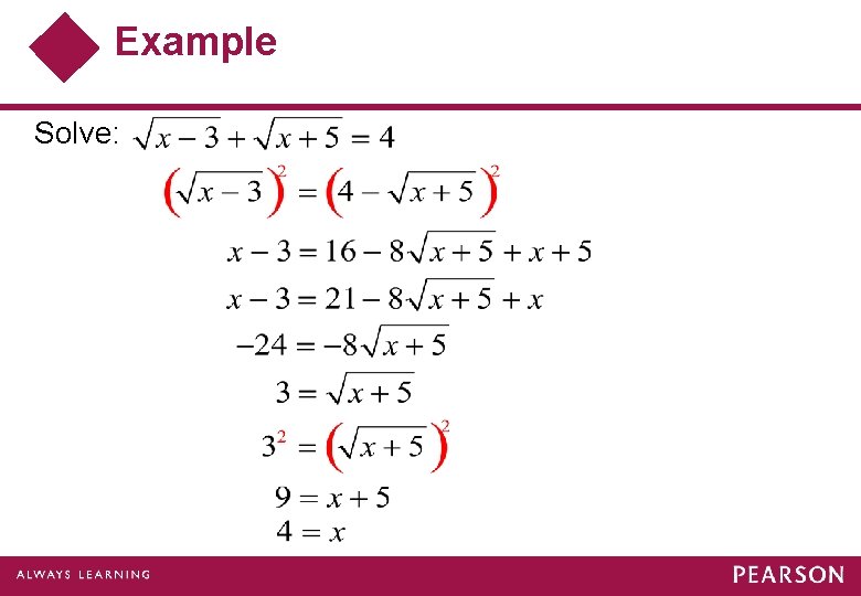 Example Solve: 