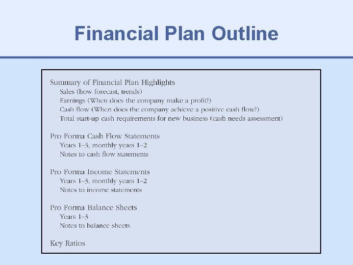 Financial Plan Outline 
