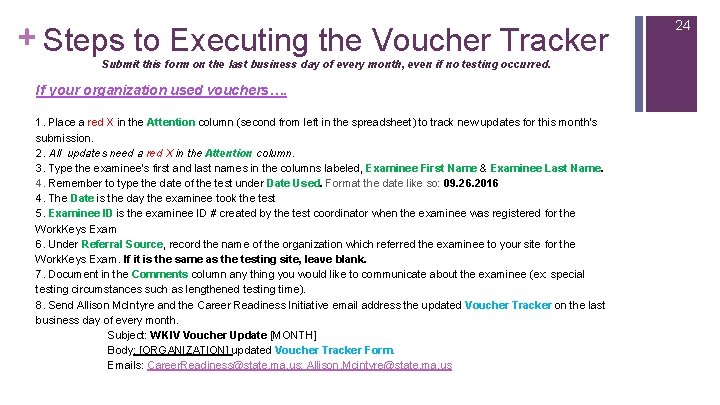 + Steps to Executing the Voucher Tracker Submit this form on the last business