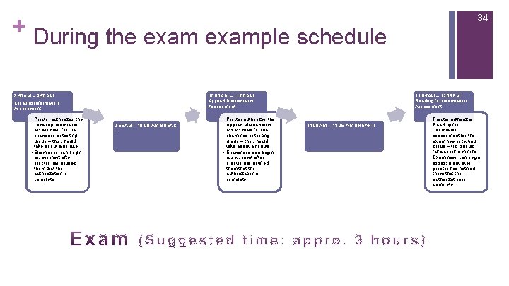 + During the example schedule 8: 50 AM – 9: 50 AM 10: 00