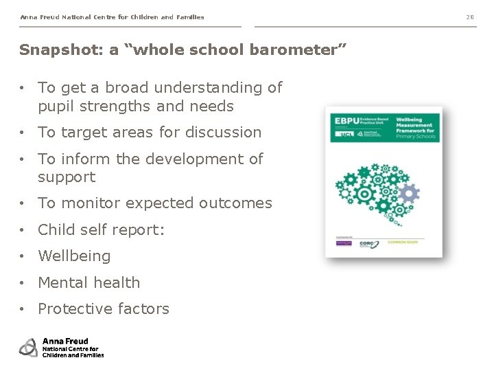 Anna Freud National Centre for Children and Families Snapshot: a “whole school barometer” •